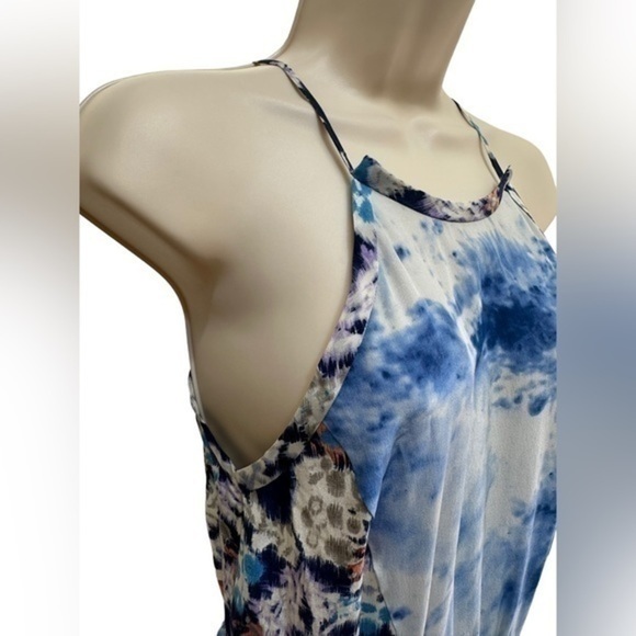 Rebecca Taylor Blue White Cloud Halter Silk Dress - Picture 3 of 9